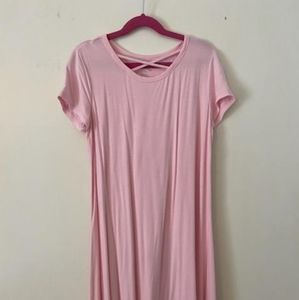 Cute pink cross cross t-shirt dress